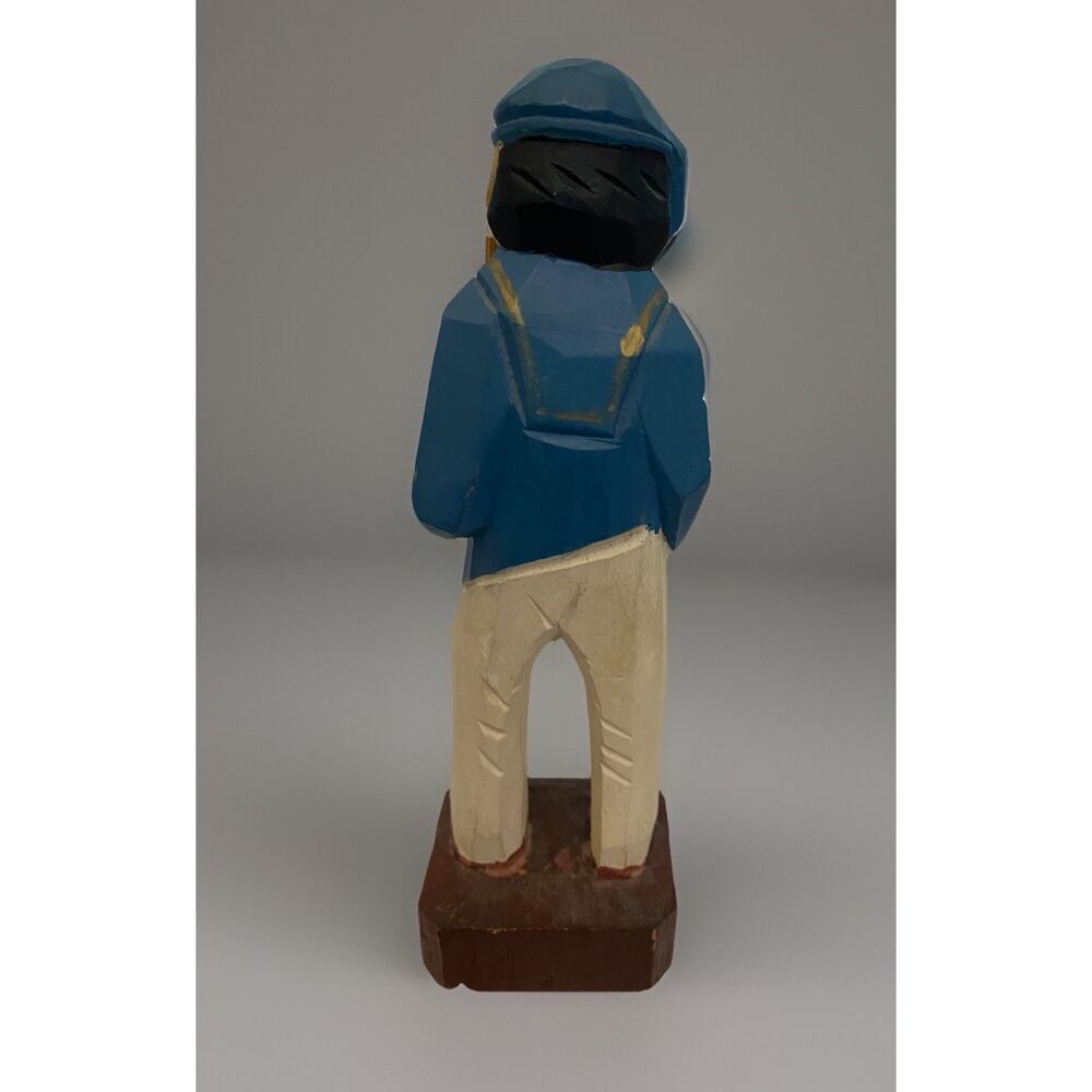 Vintage Hand Carved Painted Wooden Folk Art Sea Sailor and Peg-Leg Ship Captain - Picture 8 of 11